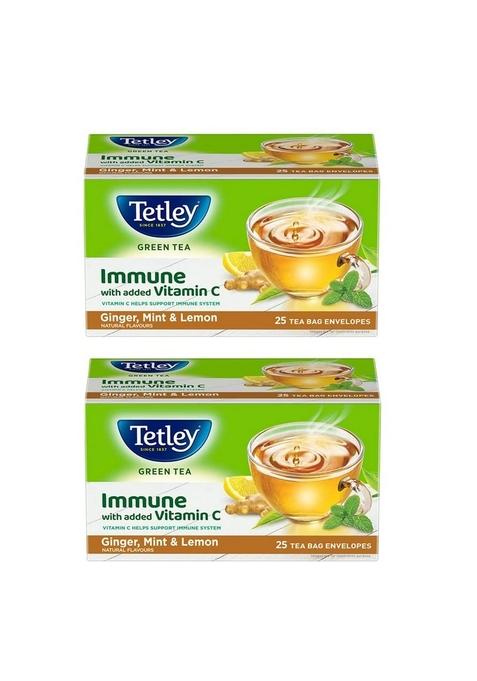 Tetley Green Tea Bags, Ginger Mint Lemon (50 Bags), 75 Grams, Pack Of 1