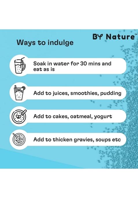 By Nature Chia Seeds, 100G (Pack Of 2) Premium Raw And Unroasted | Rich In Omega 3 Fibre 100% Vegan Superfood Diet Snacks Supports Digestive Skin Health Seeds For Eating