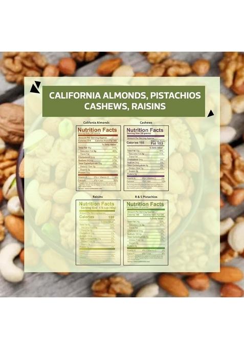 Wonderland Foods (Device) 800G (200G X 4) Premium Dry Fruits Combo Pack Of Raw Almonds, Cashews, Roasted Salted Pistachios & Raisins Jar