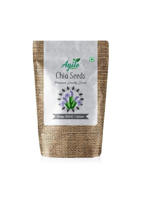 Agile Organic Chia Seeds 500Gm - Raw | For Eating Diet Snacks Weight Loss High Protein Rich In Omega 3 Seed 500G