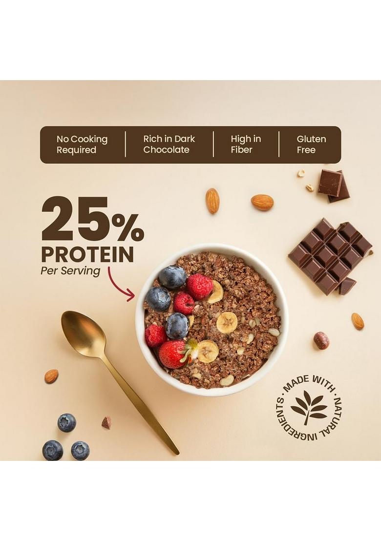 Pintola 25G High Protein Oats 1Kg, Dark Chocolate,No Refined Sugar, With Almonds Raisin, Pumpkin And Chia Seeds, 8G Fibre, Rolled Oats For Weight Loss, Breakfast Cereals | Gluten Free