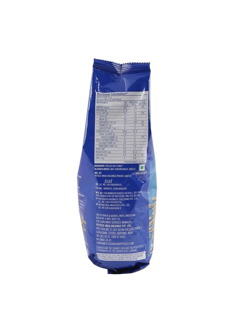 Quaker Oats 1Kg, Rolled Oats Natural Wholegrain, Nutritious Breakfast Cereals, Dalia Porridge, Easy To Cook, Honey - Indya