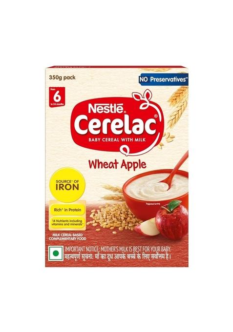 Cerelac Baby Food Cereal | No Preservatives | Wheat Apple For 6 To 24 Months Baby | Source Of Iron & Protein For Babies | Instant Cereal | 350G