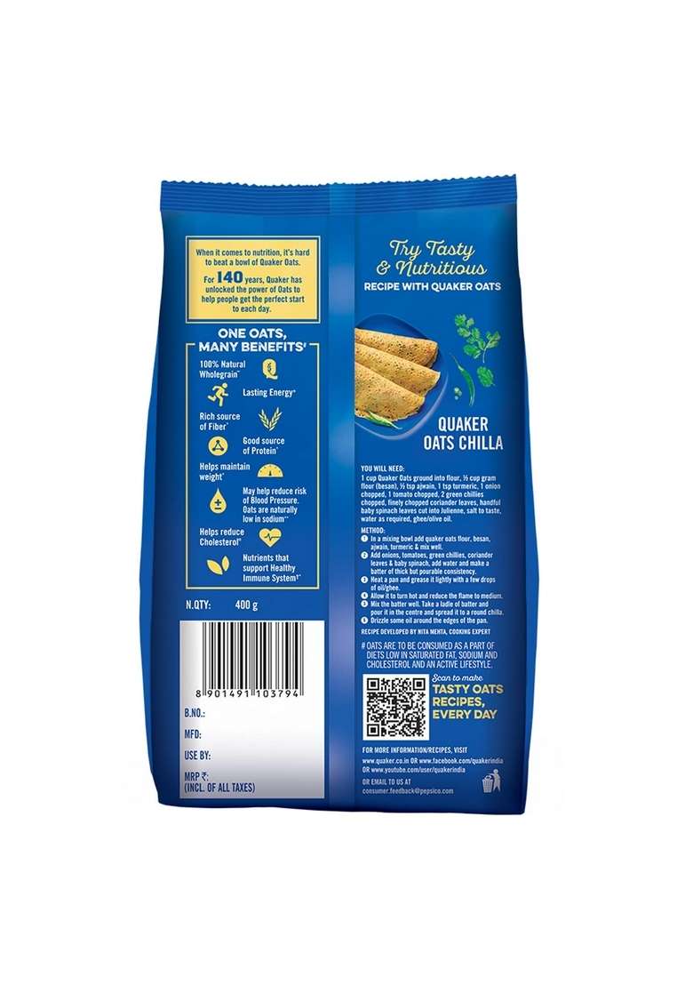Quaker Oats 400G, Oats Natural Wholegrain - Indya