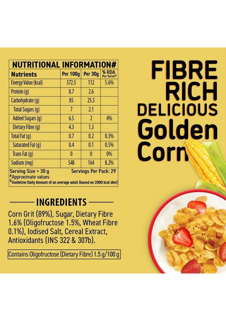 Bagrry’S Corn Flakes+ Original & Healthier 800G | Added Fibre | Prebiotic Breakfast Cereal | Golden Corn | Low Fat | Toasted & Crunchy Corn Flakes | No Added Preservatives