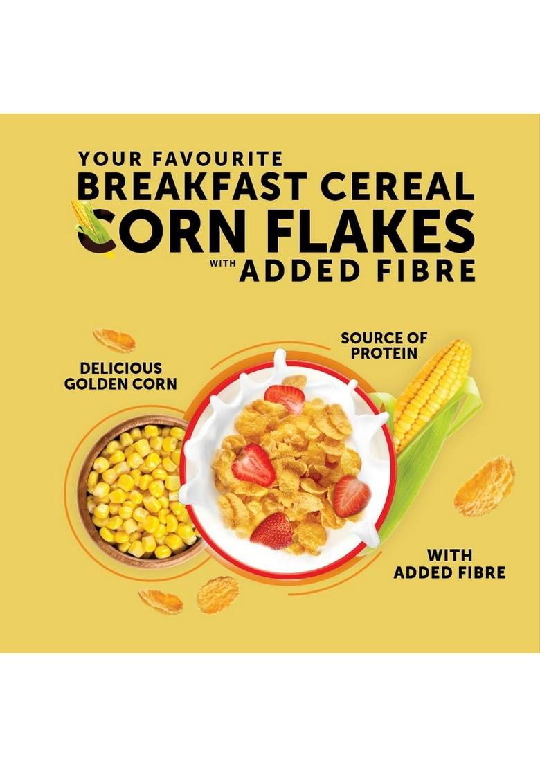 Bagrry’S Corn Flakes+ Original & Healthier 800G | Added Fibre | Prebiotic Breakfast Cereal | Golden Corn | Low Fat | Toasted & Crunchy Corn Flakes | No Added Preservatives