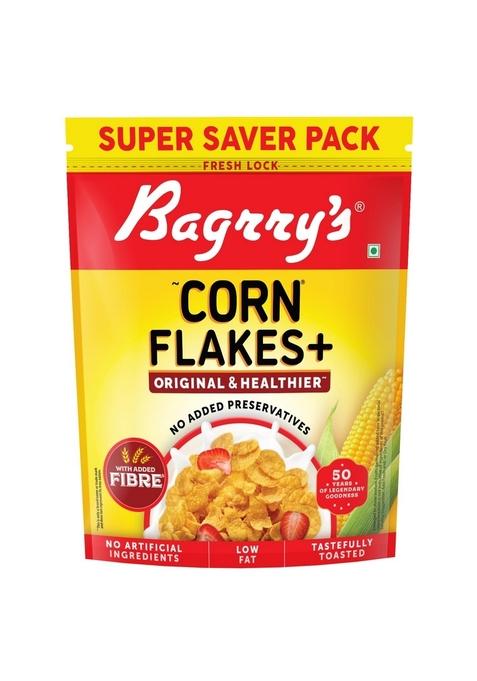 Bagrry’S Corn Flakes+ Original & Healthier 800G | Added Fibre | Prebiotic Breakfast Cereal | Golden Corn | Low Fat | Toasted & Crunchy Corn Flakes | No Added Preservatives