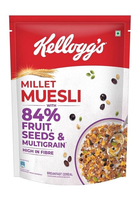 Kellogg'S Millet Muesli With 84% Fruit, Seed & Multigrain 500G | High In Fibre | Multigrain Breakfast Cereal
