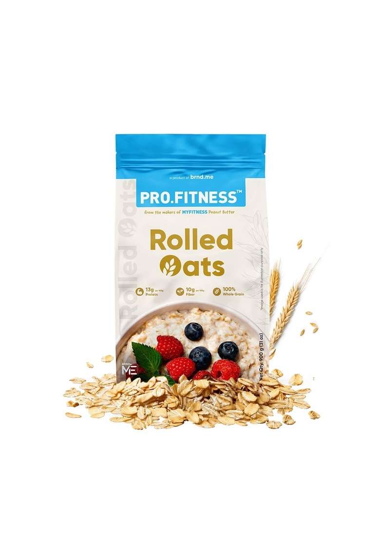 Pro.Fitness Rolled Oats 900G |100% Wholegrain Premium Rolled Oats | 13G Protein & 10G Rich In Fiber | Nutritious & Healthy Breakfast Cereal - Indya