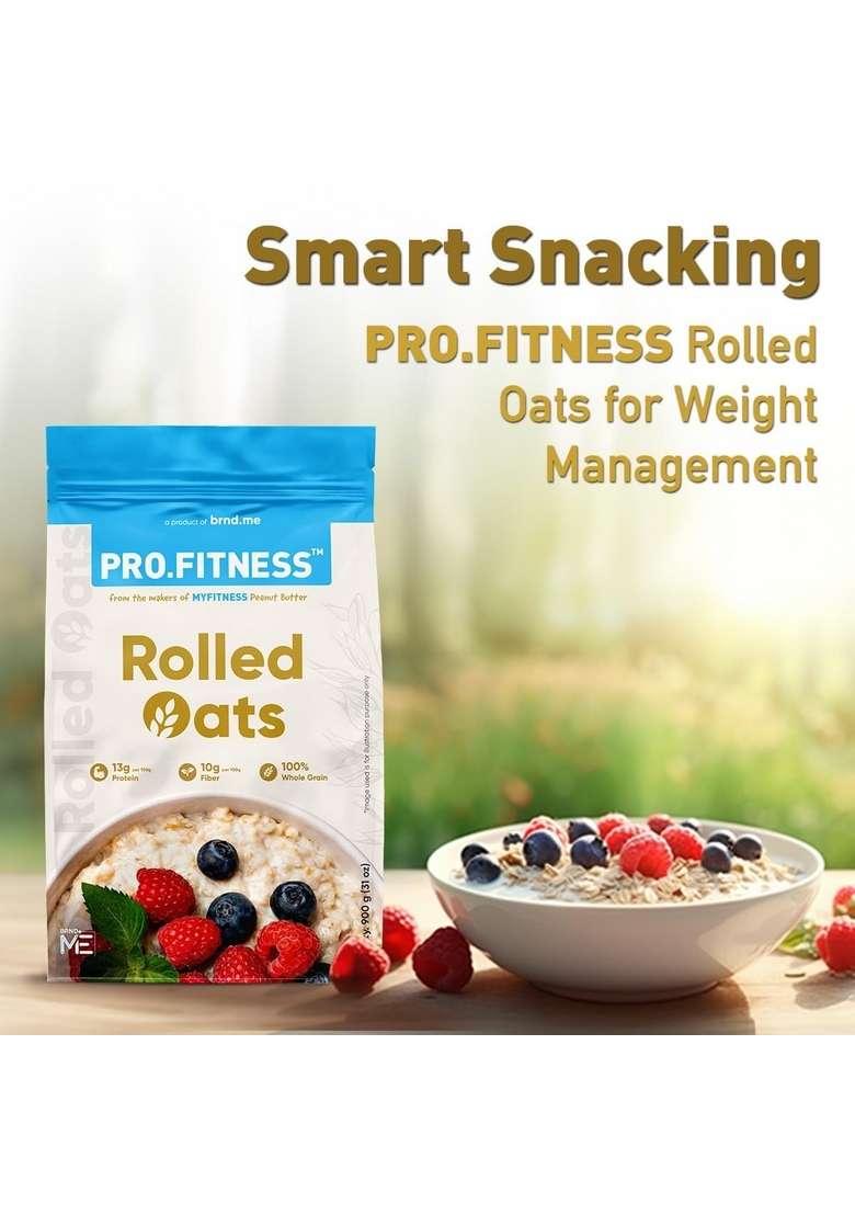 Pro.Fitness Rolled Oats 900G |100% Wholegrain Premium Rolled Oats | 13G Protein & 10G Rich In Fiber | Nutritious & Healthy Breakfast Cereal - Indya
