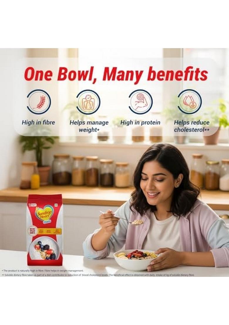 Sundrop Heart Plain Oats, High In Protein, 1Kg