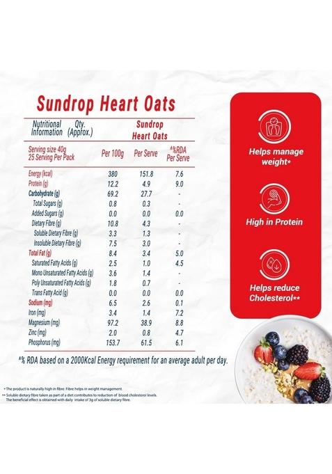 Sundrop Heart Plain Oats, High In Protein, 1Kg