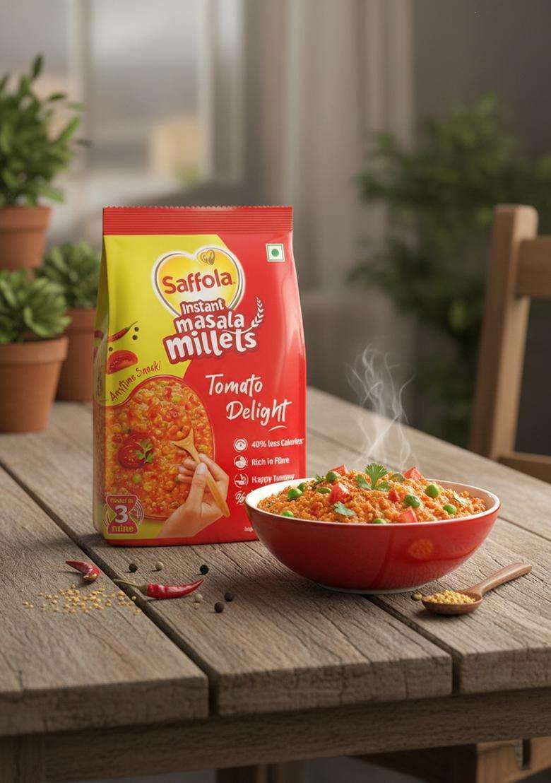 Saffola Masala Millets Tomato Delight| Lower In Calories, Rich In Fibre | Yummy Millets For Happy Tummy, 225G - Indya