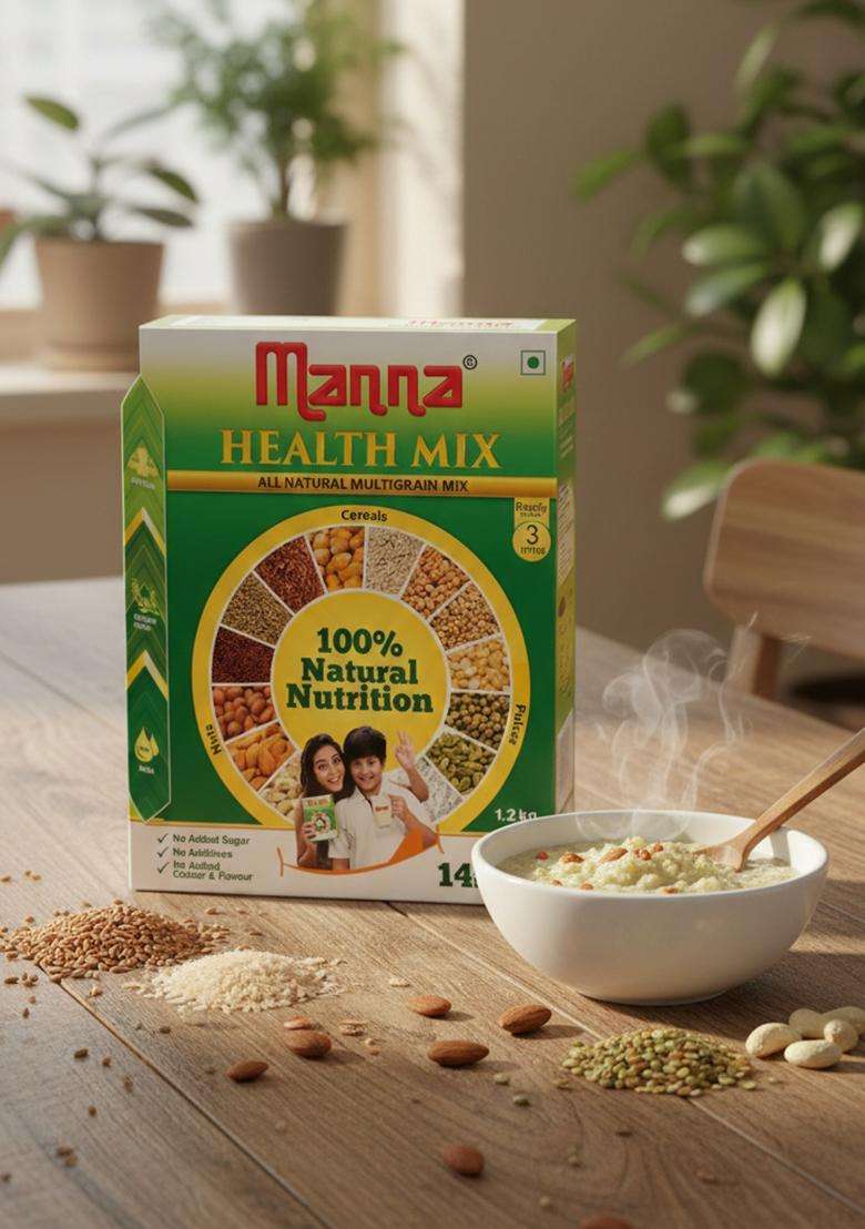 Manna Health Mix 1.2Kg, All Natural Kids Nutrition Drink, With 14 Ingredients, Zero Sugar. 100% Natural Nutrition - Indya