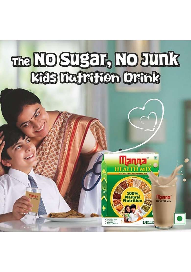 Manna Health Mix 1.2Kg, All Natural Kids Nutrition Drink, With 14 Ingredients, Zero Sugar. 100% Natural Nutrition - Indya