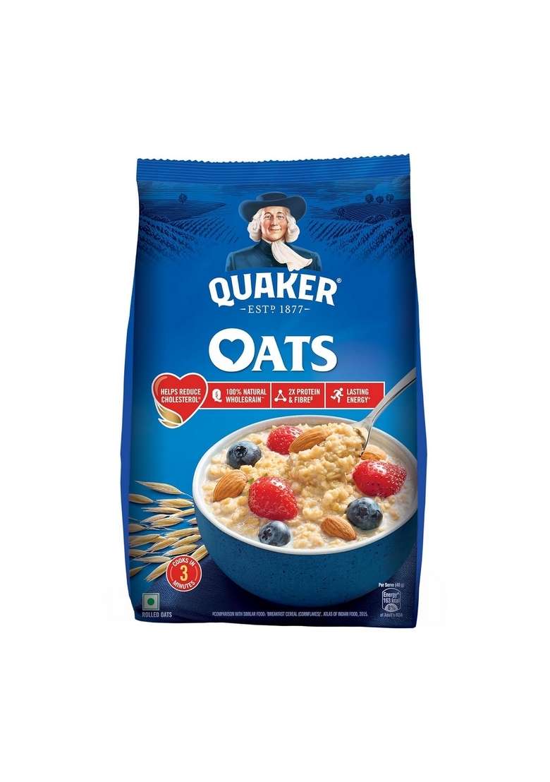 Quaker Oats 2Kg | Rolled Oats | 100% Natural Wholegrain | Nutritious Breakfast Cereals | Porridge | Easy To Cook - Indya