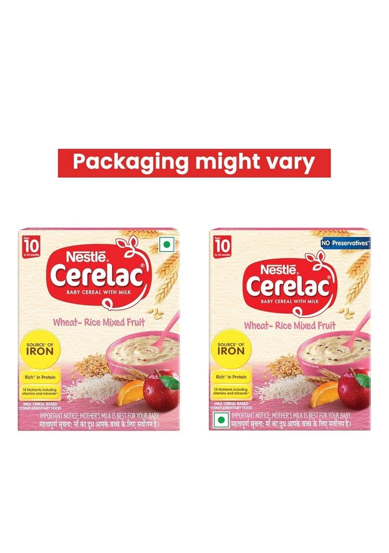 Cerelac Baby Food Cereal | No Preservatives | Wheat Rice Mixed Fruit For 10 To 24 Months Baby | Source Of Iron & Protein For Babies | Instant Cereal | 300G