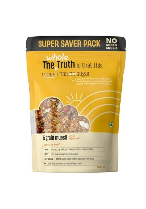 The Whole Truth - Super Saver Pack | Breakfast Muesli | 5 Grain Muesli | 750 Grams | Dairy-Free | No Artificial Sweeteners | No Added Flavours | No Gluten Or Soy | Nutritious Snack