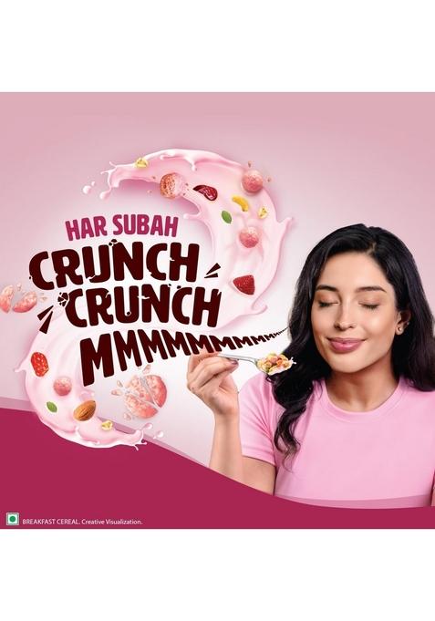 Saffola Muesli Fruit & Nut Berry Crunch With Flavour Pops, 700 Gm | 15 In 1 Fruit And Nuts, Seeds, Millet & More | Cereals For Breakfast Rich In Wholegrain, Protein, Fibre