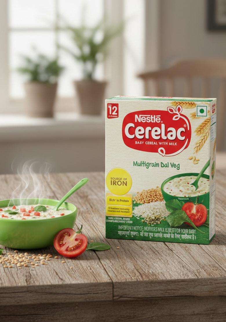 Cerelac Baby Cereal With Milk, Multigrain Dal Veg, From 12 To 24 Months, Stage 4, Source Of Iron & Protein ,Bag-In-Box Pack 300G - Indya