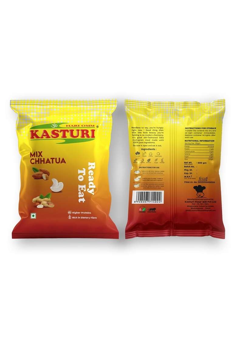 Kasturi Mix Chhatua 1 Kg (2 * 500G) Ready To Eat Breakfast | Healthy Multigrain Porridge Powder | 100% Natural Ingredients Nutrition | Chatua | Sattu - Indya
