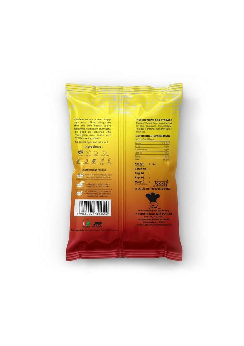 Kasturi Mix Chhatua 1 Kg (2 * 500G) Ready To Eat Breakfast | Healthy Multigrain Porridge Powder | 100% Natural Ingredients Nutrition | Chatua | Sattu - Indya