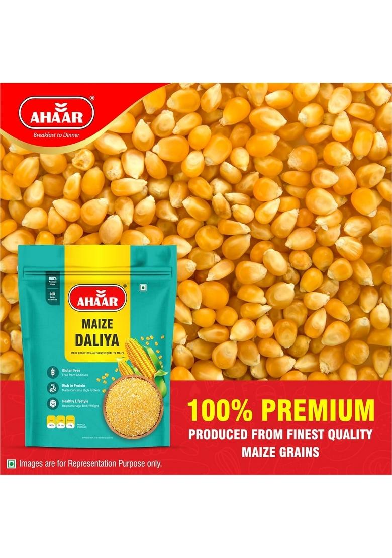 Ahaar Maize Daliya 500 Gram | Makki Dalia | Corn Grit | Polenta Corn Porridge | 100% Gluten Free
