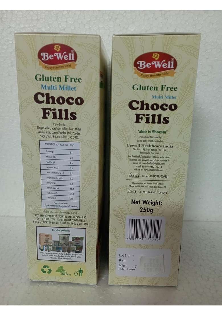 Bewell - Gluten Free Chocofills 2X250G | Made Of 5 Healthy Millets | Multigrain Chocofills - Indya
