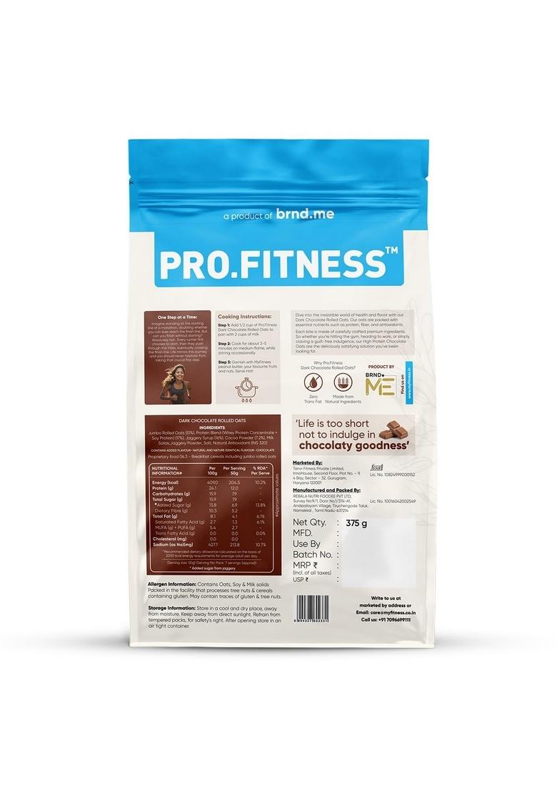 Pro.Fitness High Protein Oats Dark Chocolate 375G | 24G Protein & 10G Fibre | Rolled Oats With Jaggery | Breakfast Cereal | No Refined Sugar | From The Makers Of Myfitness Peanut Butter