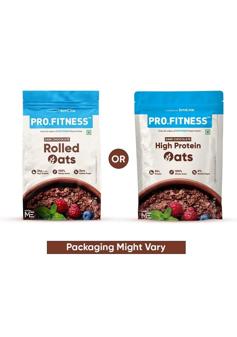 Pro.Fitness High Protein Oats Dark Chocolate 375G | 24G Protein & 10G Fibre | Rolled Oats With Jaggery | Breakfast Cereal | No Refined Sugar | From The Makers Of Myfitness Peanut Butter