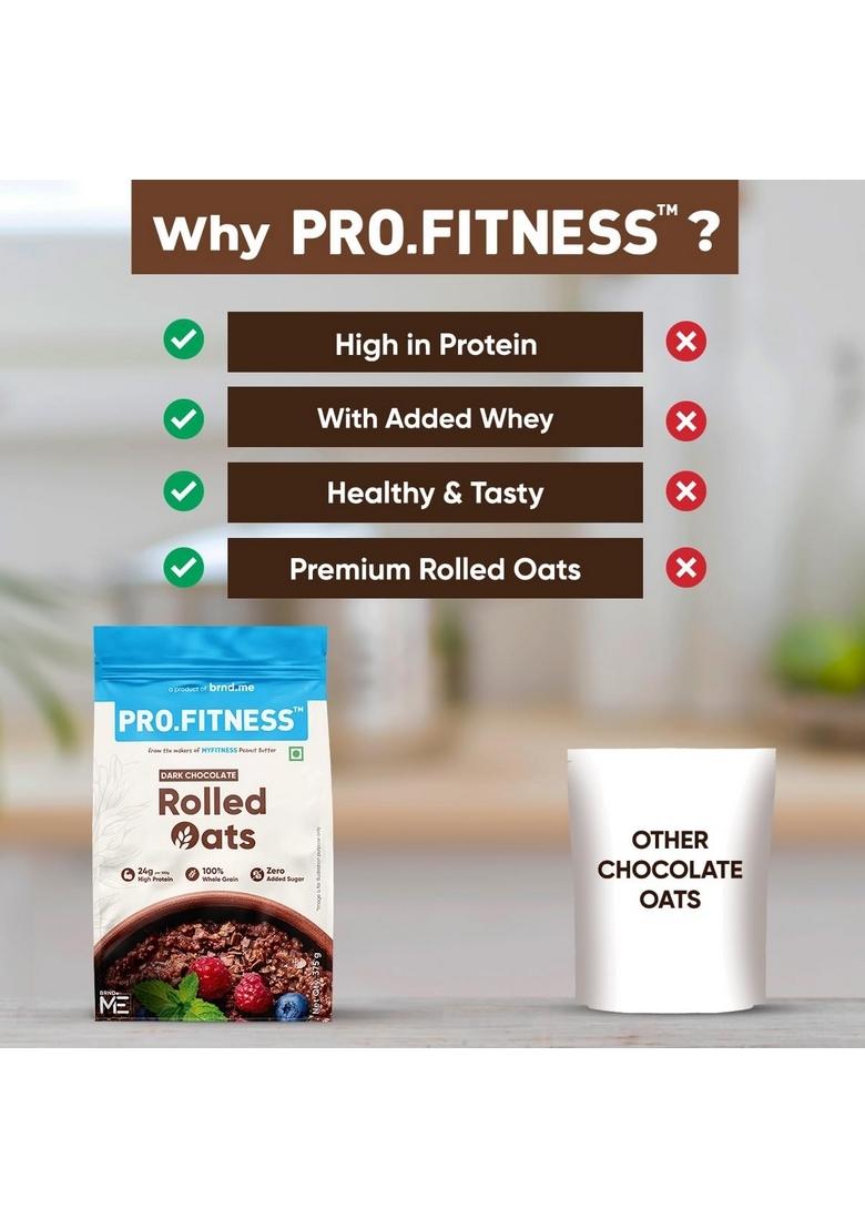 Pro.Fitness High Protein Oats Dark Chocolate 375G | 24G Protein & 10G Fibre | Rolled Oats With Jaggery | Breakfast Cereal | No Refined Sugar | From The Makers Of Myfitness Peanut Butter