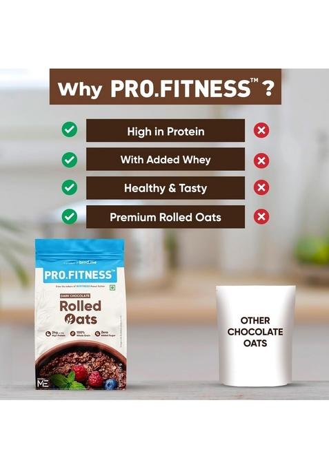 Pro.Fitness High Protein Oats Dark Chocolate 375G | 24G Protein & 10G Fibre | Rolled Oats With Jaggery | Breakfast Cereal | No Refined Sugar | From The Makers Of Myfitness Peanut Butter