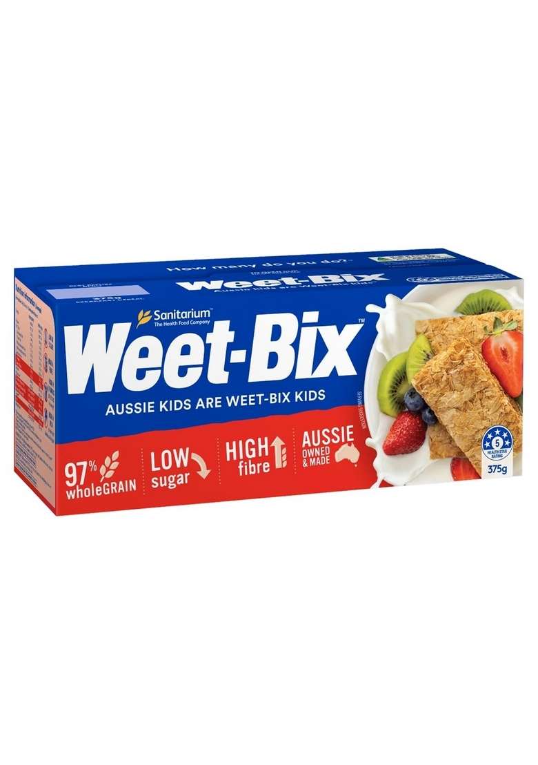 Weet-Bix Breakfast Cereal, 375G, 97% Wholegrain, Low Sugar, High Fibre, Australian Made - Indya