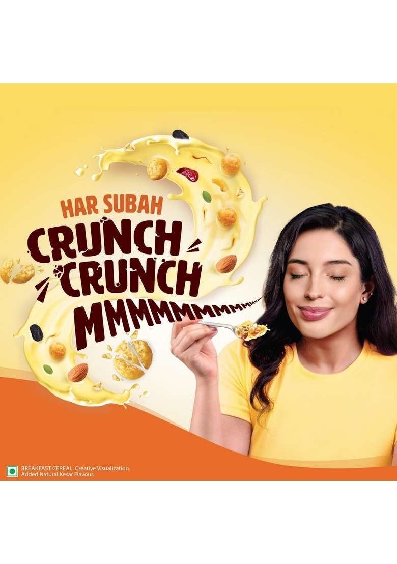 Saffola Muesli Kesar Crunch With Flavour Pops, 700 Gm | 15 In 1 Fruit And Nuts, Seeds, Millet & More | Cereals For Breakfast Rich In Wholegrain, Protein, Fibre - Indya