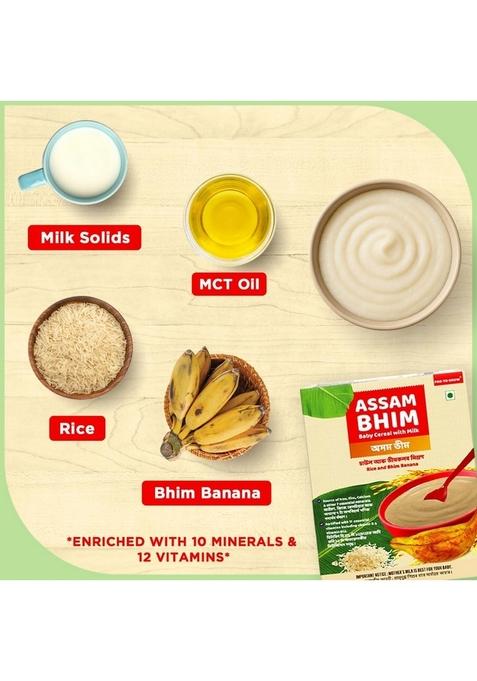 Pro To Grow Assam Bhim Baby Cereal 300G | Enriched With Bhim Banana, Rice & Milk With No Added Artificial Additives | Packed With 12 Essential Vitamins | Ideal For 6+ Months Baby