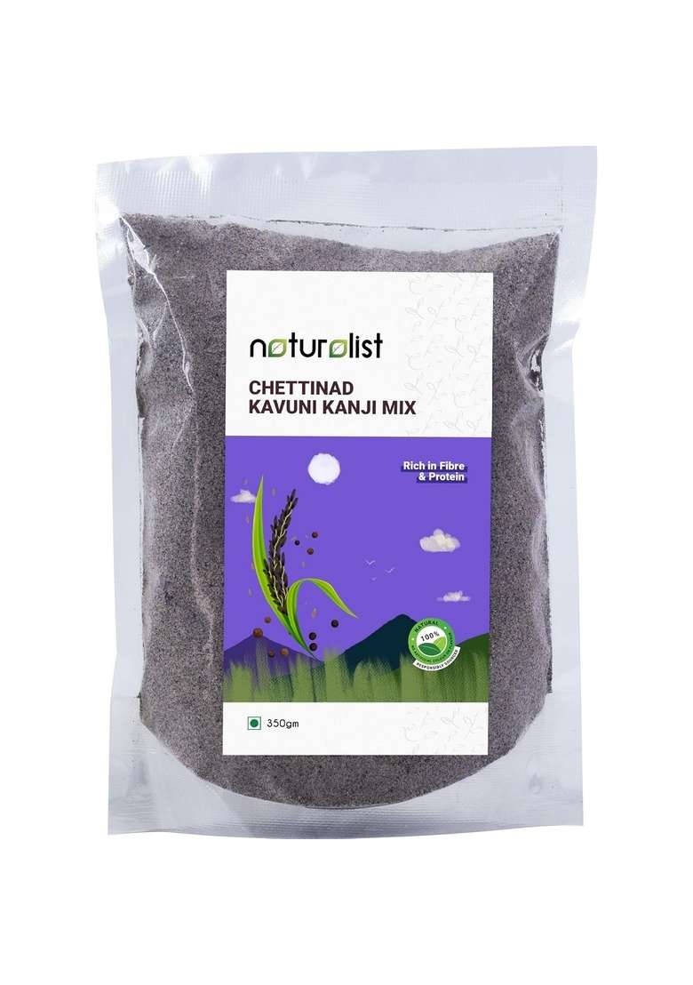 Naturalist 350 Gm Chettinad Kavuni Kanji Mix | Black Rice Porridge Mix | 100% Natural | Chemical Free | Fibre And Protein Rich Healthy Meal - 350 Grams - Indya