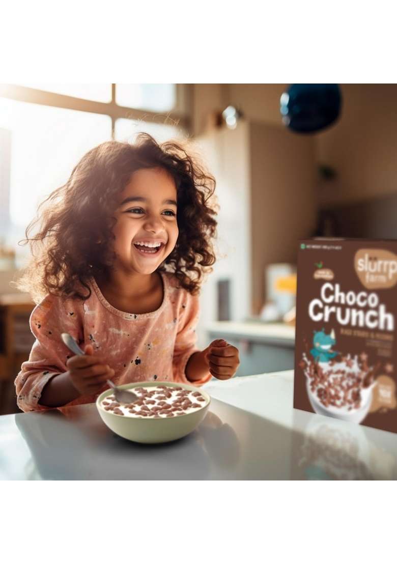 Slurrp Farm Choco Crunch Chocolate Cereal | No Maida, No Refined Sugar, No Added Colour | Ragi Stars And Moons | Healthy Breakfast For Kids | 400 G - Indya