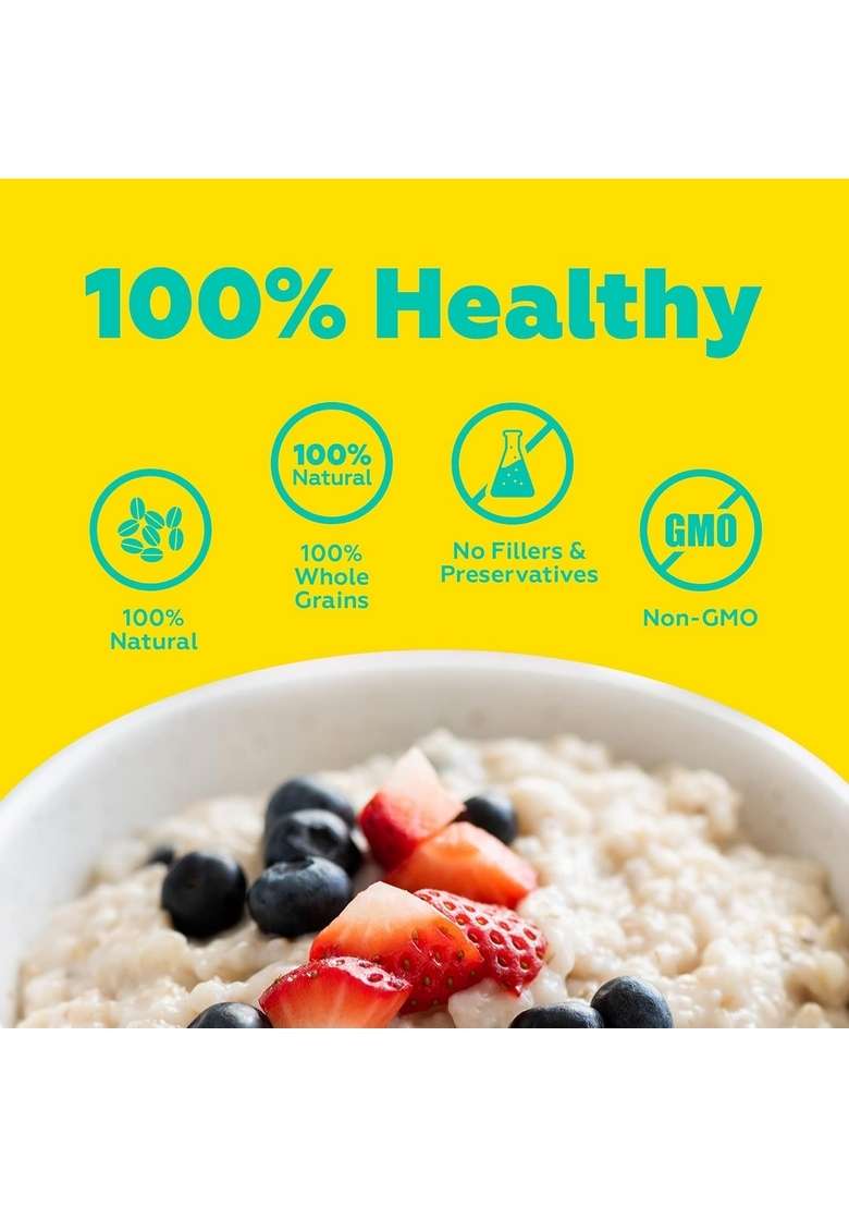 Yogabar 100% Rolled Oats 1 Kg Jar | Premium Golden Rolled Oats, Gluten Free With High Fibre, Non Gmo | Healthy Food With No Added Sugar | Diet Food For Weight Management - Indya