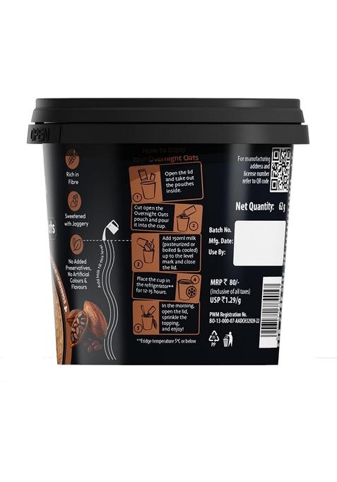 True Elements Overnight Oats Choco Bae | Ready-To-Eat Breakfast | High Protein, Fibre & Chocolate Flavour | Healthy Instant Oats Snack