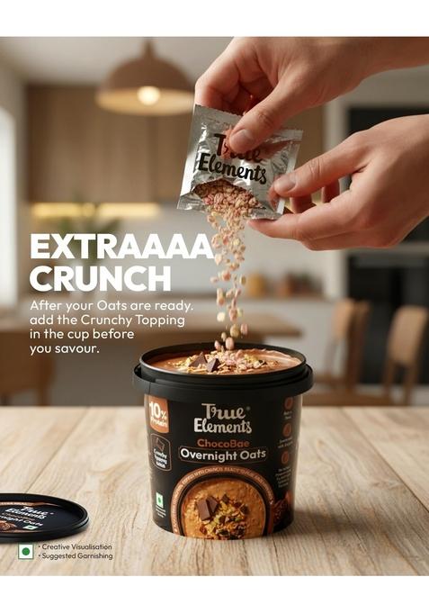 True Elements Overnight Oats Choco Bae | Ready-To-Eat Breakfast | High Protein, Fibre & Chocolate Flavour | Healthy Instant Oats Snack