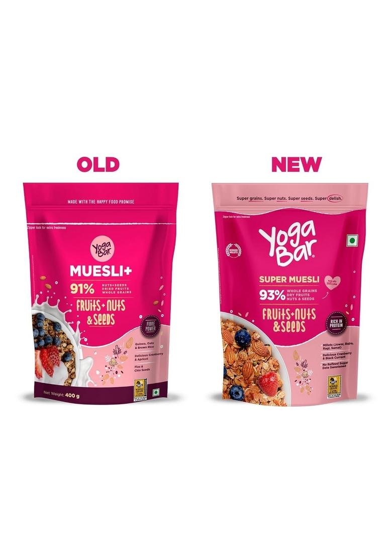 Yogabar Wholegrain Breakfast Muesli Fruits, Nuts + Seeds, 700 G (Super Saver Pack)