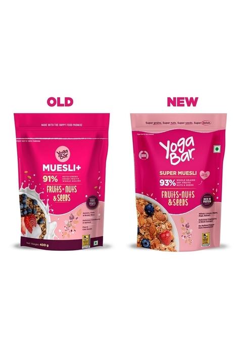 Yogabar Wholegrain Breakfast Muesli Fruits, Nuts + Seeds, 700 G (Super Saver Pack)