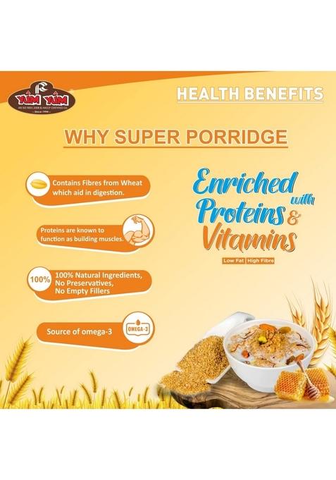 Yum Yum High Fiber Instant Roasted Porridge Honey Flavor With Proteins & Vitamins – 750Gm (Pack Of 1 Jar) Nutritious Breakfast Cereals, (Daliya/Dalia)