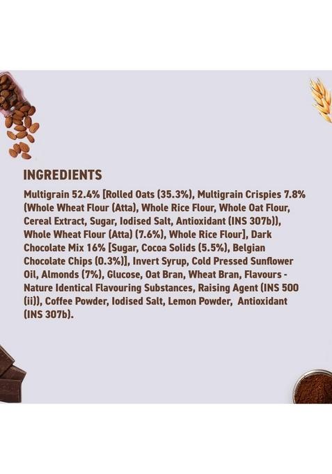 Bagrry'S Superfood Granola Belgian Dark Chocolate & Almonds 400G | 40% Oats & Quinoa Flakes | 100% Natural Cocoa | Plant-Based | High Fibre & Protein Crunchy Breakfast Cereal | Multigrain Cereal | 100% Baked Granola | No Palm Oil