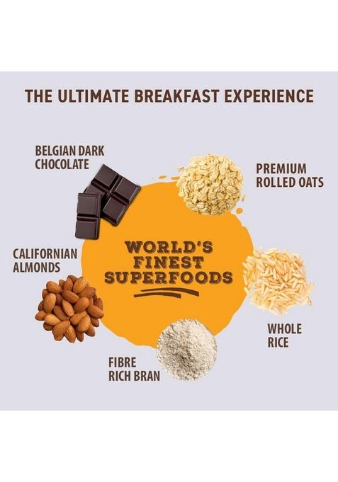 Bagrry'S Superfood Granola Belgian Dark Chocolate & Almonds 400G | 40% Oats & Quinoa Flakes | 100% Natural Cocoa | Plant-Based | High Fibre & Protein Crunchy Breakfast Cereal | Multigrain Cereal | 100% Baked Granola | No Palm Oil