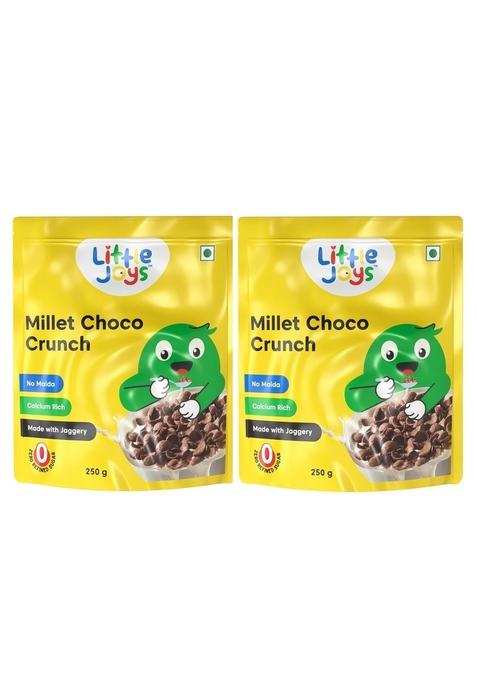 Little Joys Millet Choco Crunch | Healthy Breakfast Cereal For Kids | Made With Ragi, Jowar, Foxtail & Red Rice | No Maida, No Refined Sugar | Sweetened With Jaggery | 250G X 2