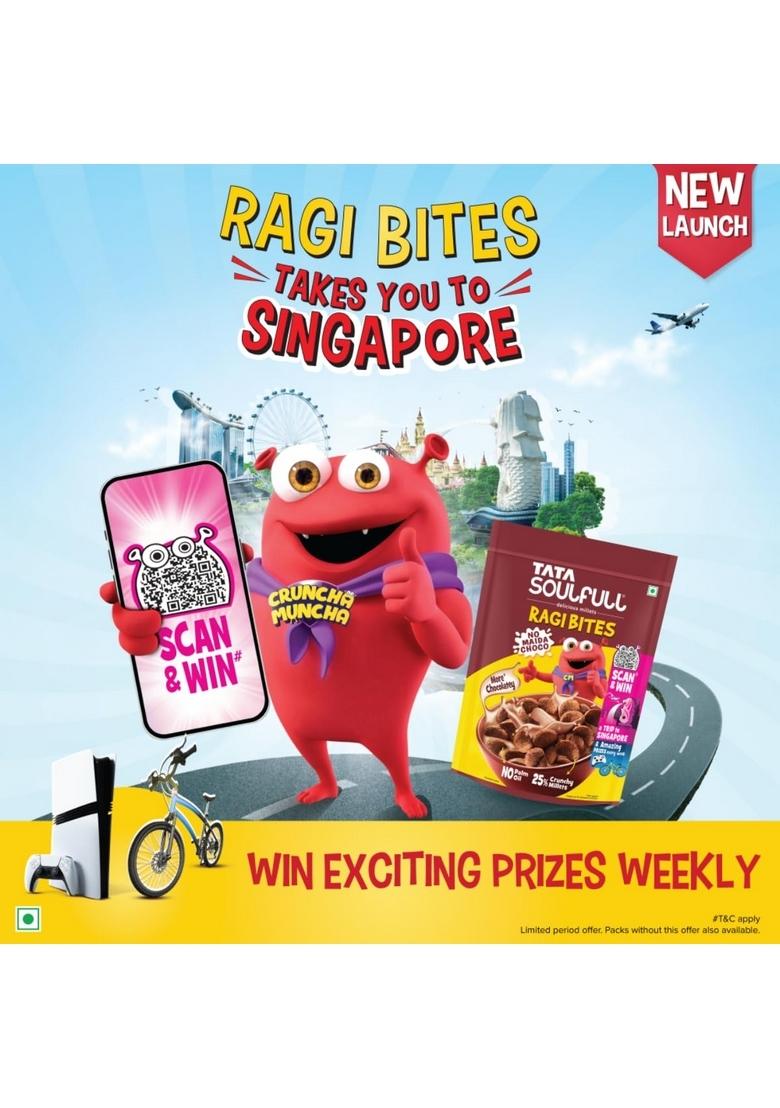 Tata Soulfull Ragi Bites No Maida Choco, Yummy Chocolatey, 375G, Delicious Millets, 7 Grains, High In Protein, Rich In Calcium, Breakfast Cereals