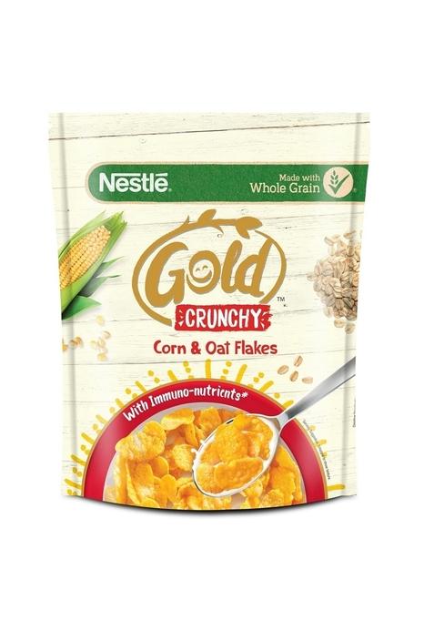 Nestlé Gold Crunchy Corn & Oat Flakes - Breakfast Cereal With Immuno-Nutrients | Made With Whole Grains & The Goodness Of B Vitamins, Calcium & Vitamin D, No Added Colours & Flavours, 850G, Pouch