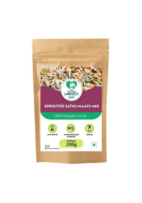 Little Moppet Foods Sprouted Sathumaavu Mix - 200G | |Made By A Doctor Mom| No Additives And Preservatives | Free From Added Salt And Sugar | Made With 19 Ingredients (6 Sprouted Ingredients) | Helps In Healthy Weight Gain For Kids| Multigrain Mix For Kid