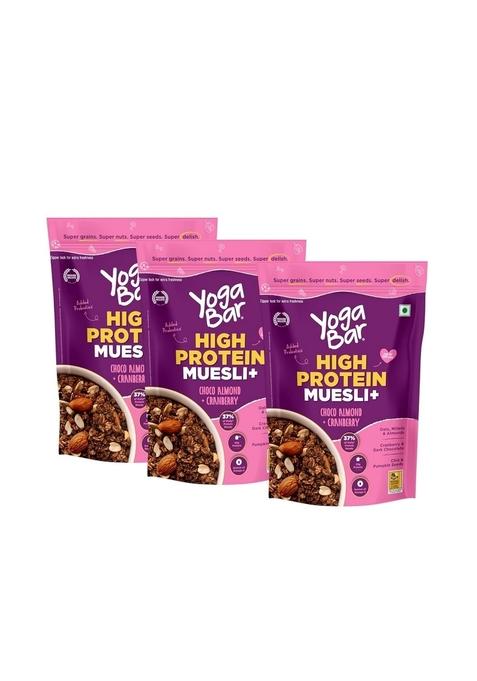 Yogabar High Protein Muesli (Choco Almond, Pack Of 3 – 850G Each) | 23G Protein With Whey & Probiotics | No Refined Sugar | High Fiber Breakfast Cereal